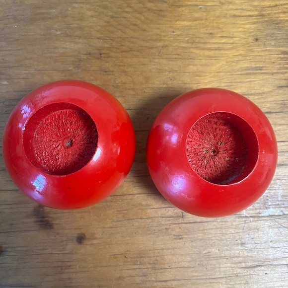 Mid-Century Modern Aarikka Finland 2 Designer Candle Holders Red Set - Picture 5 of 5